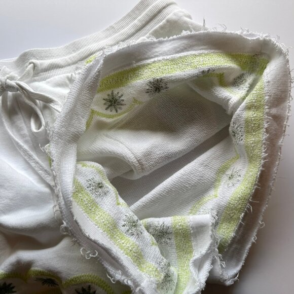 Anthropologie Terry White Green Embroidered Daily Practice Shorts sz Large - Picture 4 of 7